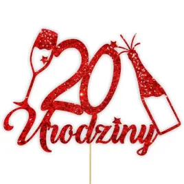 topper-papierowy-szampanskie-20-urodziny-czerwony-brokat-15-x-19-cm