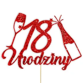 topper-papierowy-szampanskie-18-urodziny-czerwony-brokat-15-x-19-cm