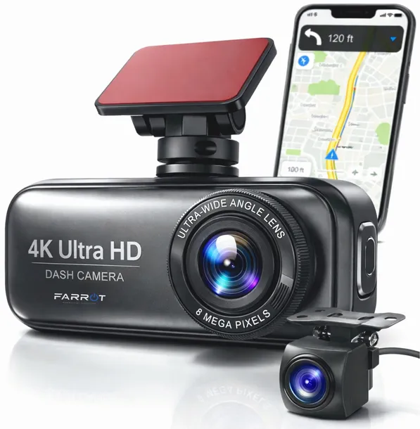 Wideorejestrator 4K WiFi GPS Przód Tył HDR Kamera Auto Rejestrator A26V