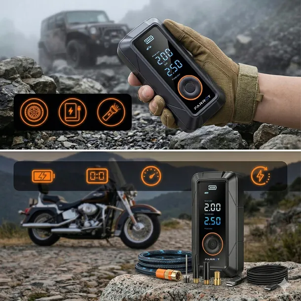 kompresor-akumulatorowy-150psi-12v-pompka-samochodowa-lcd-auto-stop-do-opon-stan-nowy-kod-producenta-bezprzewodowy-pl01-marka-farrot