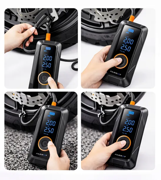 kompresor-akumulatorowy-150psi-12v-pompka-samochodowa-lcd-auto-stop-do-opon-marka-farrot-kod-producenta-bezprzewodowy-pl01-stan-nowy