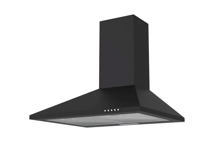 Czarny okap kuchenny kominowy 60cm, pochłaniacz, cichy, LED,wydajny 350m3/h