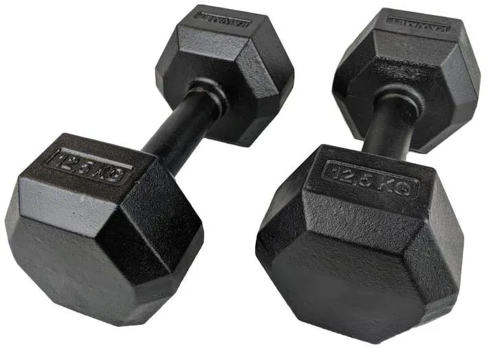 Hantle żeliwne Hex hexagonalne siłownia domowa do ćwiczeń Kawmet 2x12,5kg