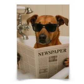 plakat-do-lazienki-wc-pies-w-okularach-w-wannie-z-gazeta-abstrakcja-30x40