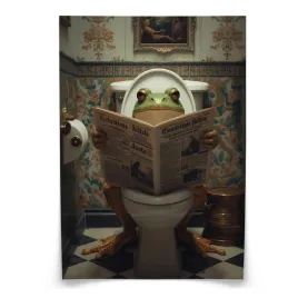 plakat-do-lazienki-wc-zaba-z-gazeta-w-toalecie-abstrakcja-na-sciane-30x40