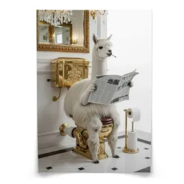 plakat-do-lazienki-wc-lama-z-gazeta-na-zlotej-toalecie-abstrakcja-30x40