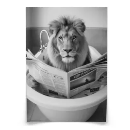 plakat-do-lazienki-wc-lew-w-wannie-z-gazeta-czarno-biala-abstrakcja-20x30