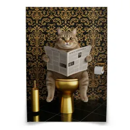 plakat-do-wc-lazienki-kot-na-zlotej-toalecie-abstrakcja-glamour-30x40