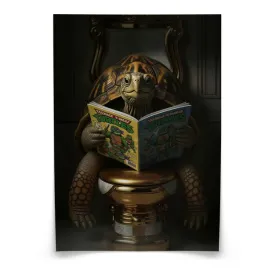 plakat-do-lazienki-wc-zolw-z-komiksem-w-toalecie-abstrakcja-scienna-30x40