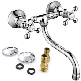 bateria-kuchenna-umywalkowa-retro-scienna-dwuuchwytowa-chrom-zestaw