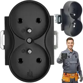 kontakt-czarne-gniazdo-elektrycznie-z-bolcem-podwojne-twin-fi60-podtynkowe
