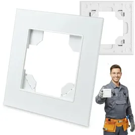 ramka-szklana-pojedyncza-biala-do-kontaktow-gniazdek-wylacznikow-szklo