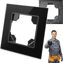 ramka-szklana-pojedyncza-czarna-do-kontaktow-gniazdek-wylacznikow-szklo