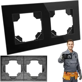 ramka-szklana-podwojna-czarna-do-kontaktow-gniazdek-wylacznikow-szklo