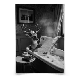 plakat-do-lazienki-wc-jelen-w-wannie-czarno-biala-abstrakcja-20x30