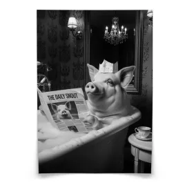 plakat-do-wc-lazienki-swinia-z-gazeta-w-wannie-abstrakcja-glamour-20x30