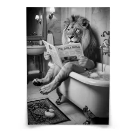 plakat-do-wc-lazienki-lew-z-gazeta-w-wannie-nowoczesna-abstrakcja-50x70