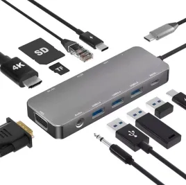hub-usb-tradebit-6381-hdmi-4k-vga-pd-lan-gigabit-11-portow