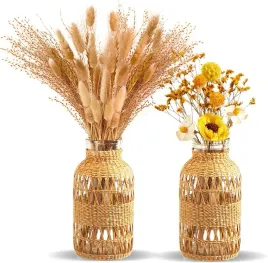 wazon-szklany-pleciony-rattanowy-zestaw-2-szt-butelka-boho-rustykalny