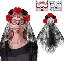 kwiatowa-opaska-stroik-na-glowe-z-tatuazami-halloween-bal-przebierancow