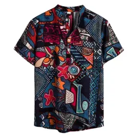 meska-koszula-hawajska-xl-wzory-casual-wakacyjna-lekka-aztecki-lniana