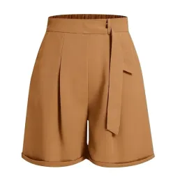 spodnie-bermudy-spodenki-szorty-damskie-brazowe-xl-letnie-wiazane-krotkie