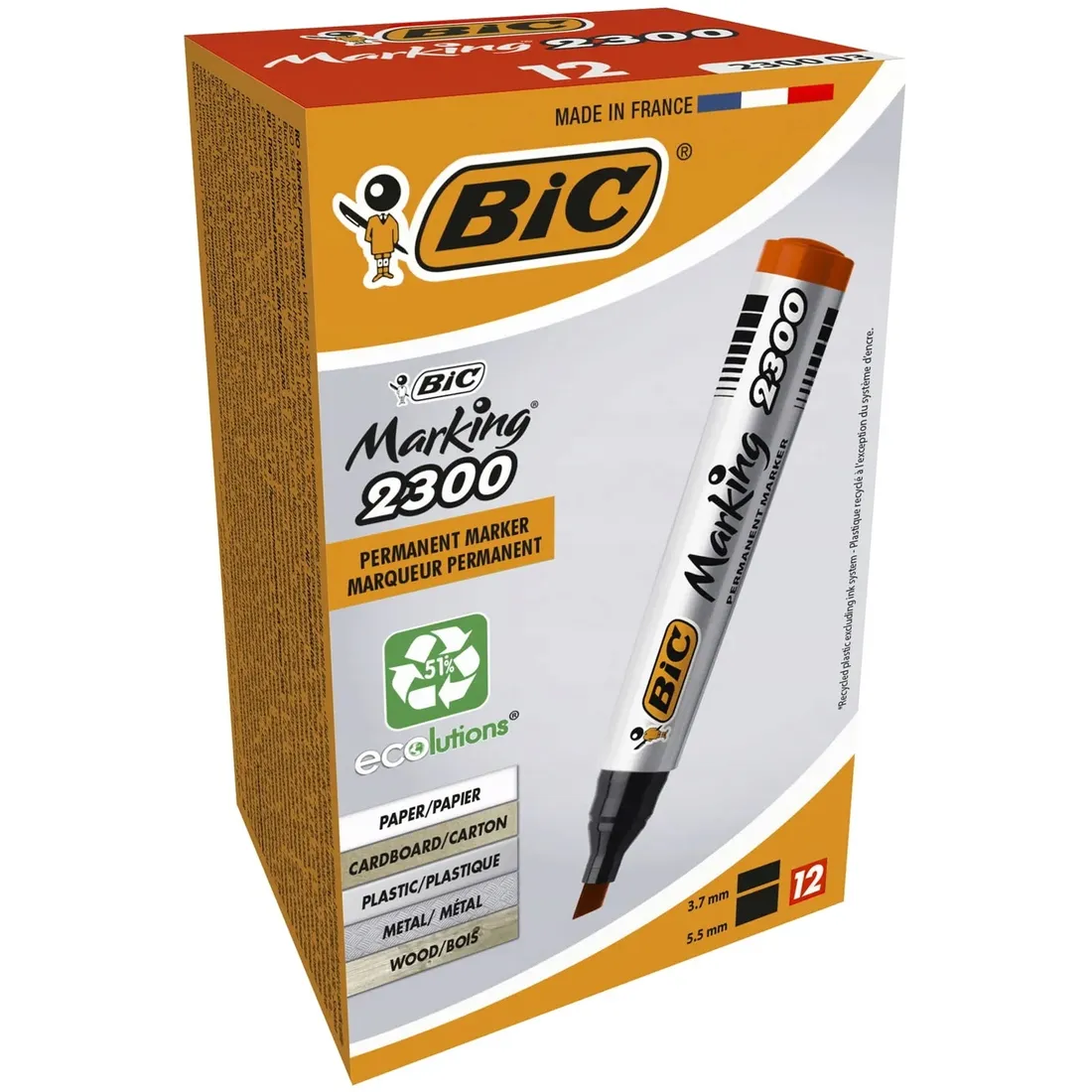 marker-ecolutions-czerwony-scieta-koncowka-bic