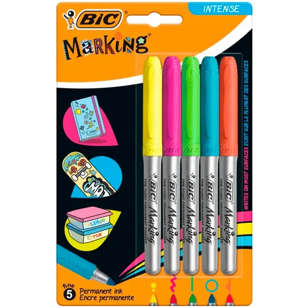 marker-permanentny-bic-marking-intense-5-kolorow-waga-z-opakowaniem-0-1-kg