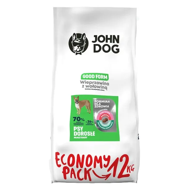 JOHN DOG WIEPRZOWINA Z WOŁOWINĄ MAŁE RASY 12kg