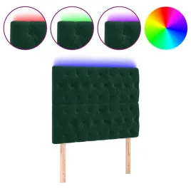 zaglowek-do-lozka-z-led-ciemnozielony-90x7x118-128cm-aksamit