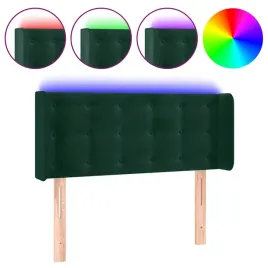 zaglowek-do-lozka-z-led-ciemnozielony-93x16x78-88-cm-aksamit