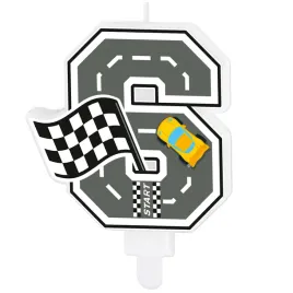 swieczka-na-tort-6-cyfra-wyscigowa-auta-swieczka-urodzinowa-dekoracja