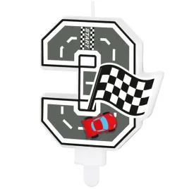 swieczka-na-tort-3-cyfra-wyscigowa-auta-swieczka-urodzinowa-dekoracja