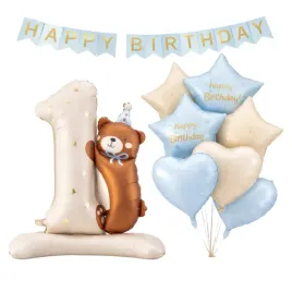 balony-na-roczek-1-urodziny-cyfra-mis-balony-gwiazdki-baner-happy-birthday