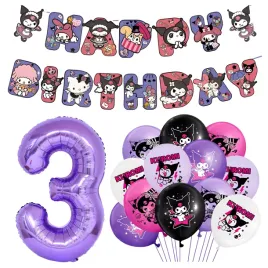 balony-kuromi-cyfra-3-fioletowa-baner-happy-birthday-dekoracje-na-urodziny