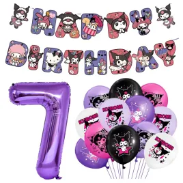 balony-kuromi-cyfra-7-fioletowa-baner-happy-birthday-dekoracje-na-urodziny