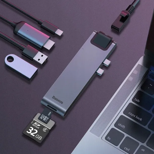 baseus-adapter-markowy-hub-macbook-7w1-usb-c-3-0-stan-nowy-liczba-portow-7