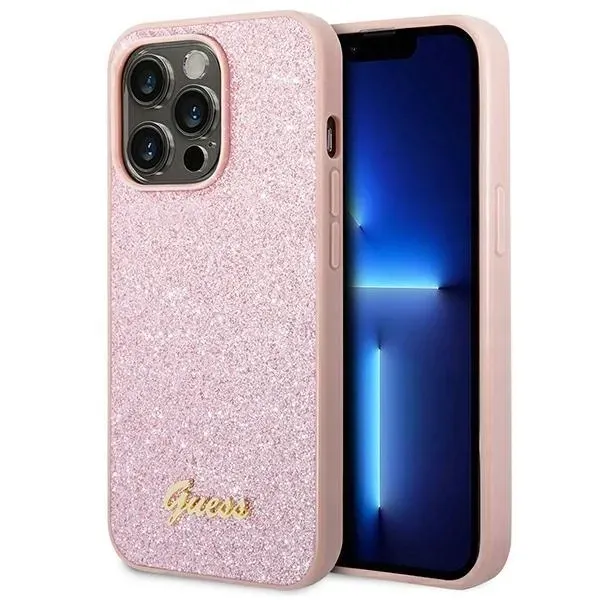 guess-etui-do-iphone-14-pro-rozowy-glitter-script