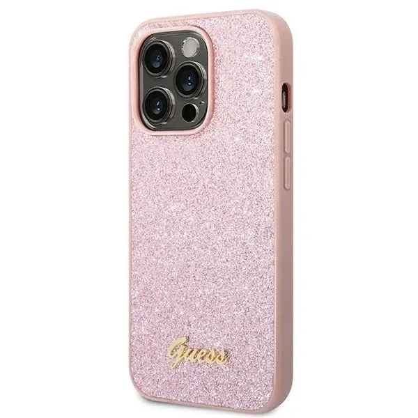 guess-etui-do-iphone-14-pro-rozowy-glitter-script-stan-nowy