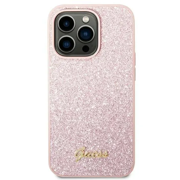 guess-etui-do-iphone-14-pro-rozowy-glitter-script-dedykowany-model-iphone-14-pro