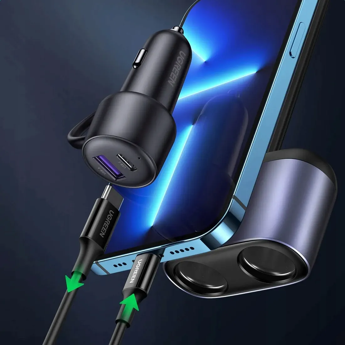 ladowarka-samochodowa-ugreen-cd252-usb-usb-c-120w