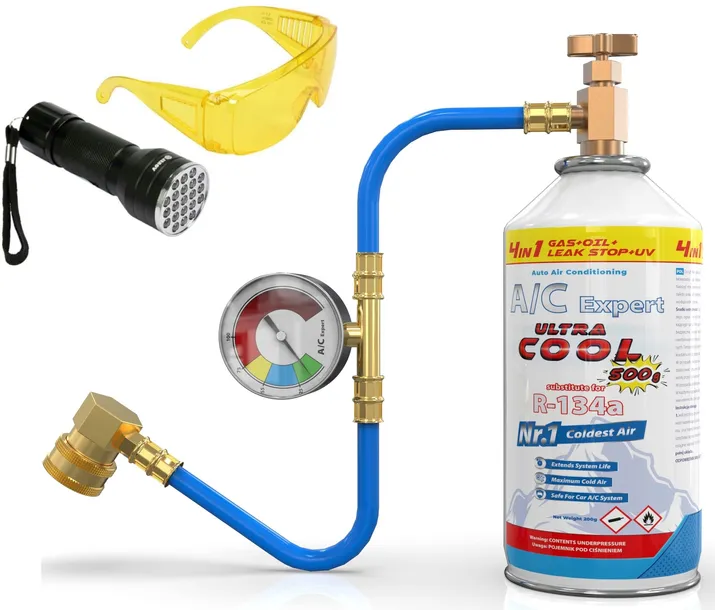 Zestaw 7 w 1 do napełniania klimatyzacji w autach na gaz R-134a AC Expert