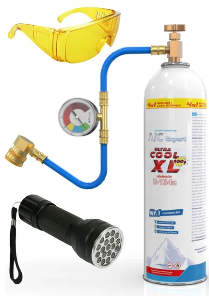 Zestaw XL 7w1 A/C Expert czynnik klimatyzacji R134a + okulary + lampa