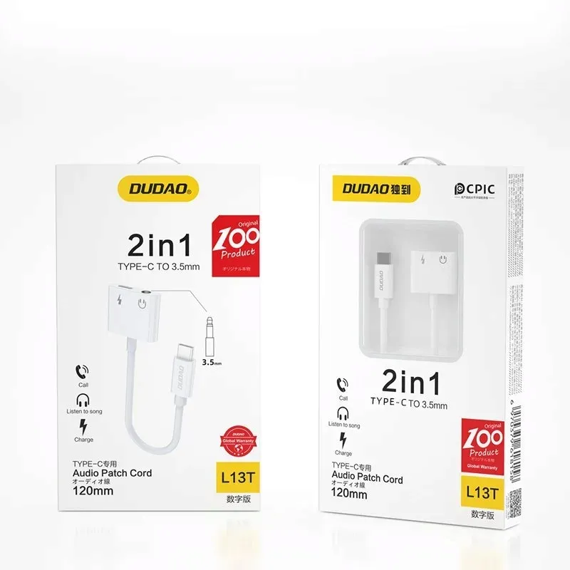 dudao-adapter-typ-c-mini-jack-l13t-white