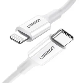 ugreen-kabel-usb-typ-c-iphone-3a-025-m-bialy