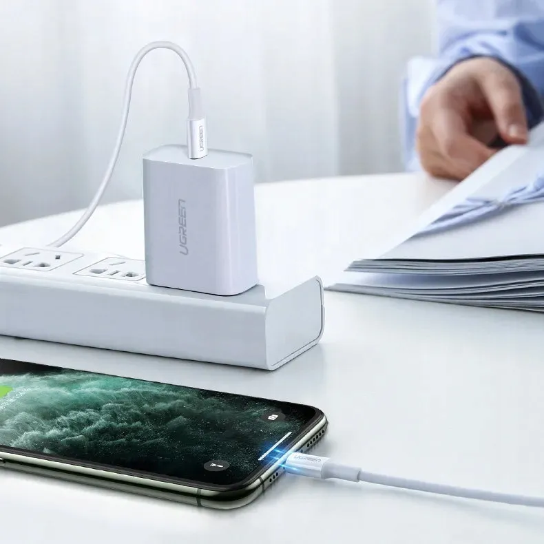 ugreen-kabel-usb-typ-c-iphone-3a-025-m-bialy