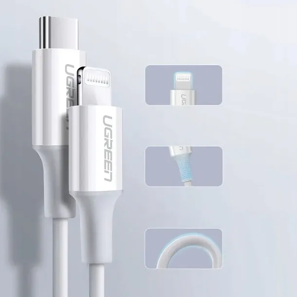 ugreen-kabel-usb-typ-c-iphone-3a-025-m-bialy-kolor-bialy-stan-nowy