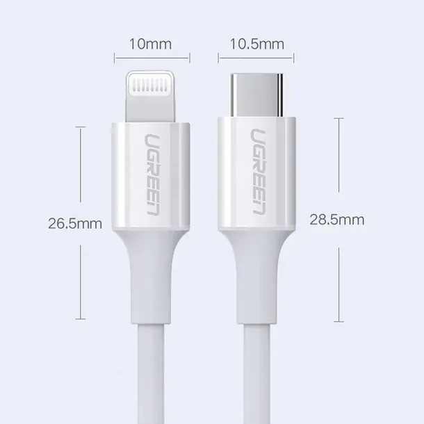 ugreen-kabel-usb-typ-c-iphone-3a-025-m-bialy-kolor-bialy-dlugosc-przewodu-0-25-m