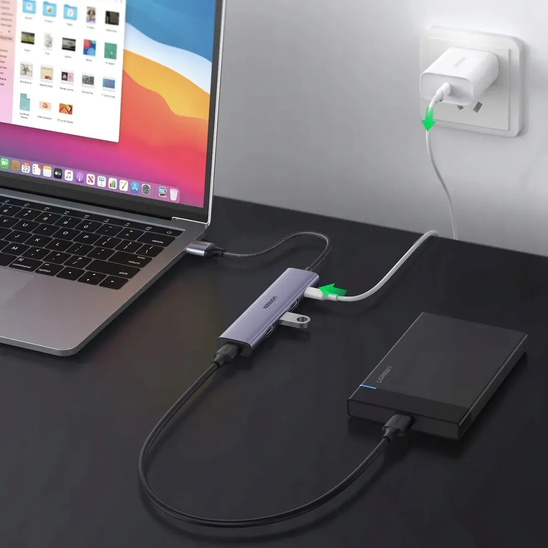 hub-ugreen-5w1-adapter-usb-do-4x-usb-3-0-stan-nowy
