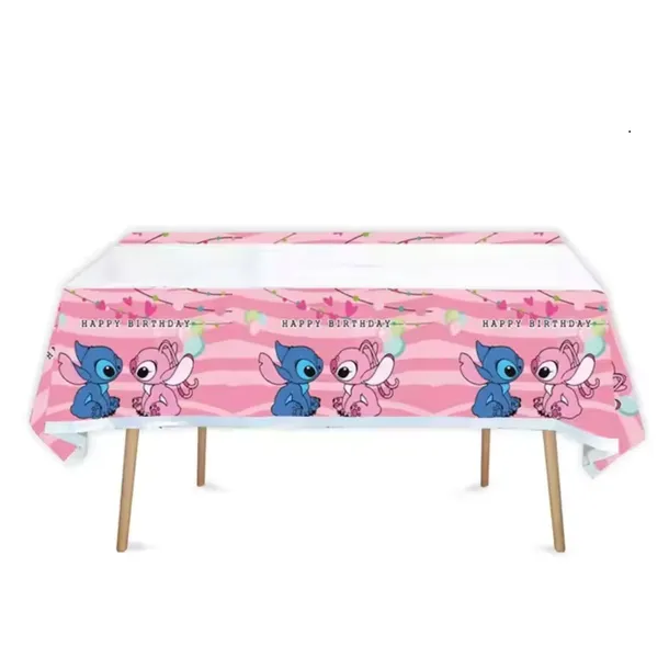 obrus STITCH foliowy 180x108 na urodziny jednorazowy cerata różowy Angel